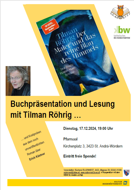 Lesung Tilman Röhrig "Der Maler und das reine Blau des Himmels" und Erich Kästner