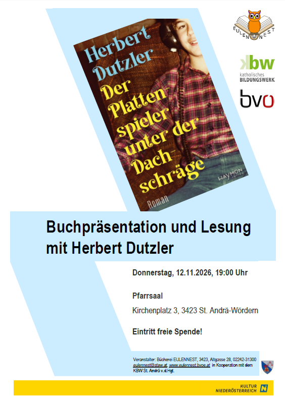 Plakat für Lesung mit Herbert Dutzler